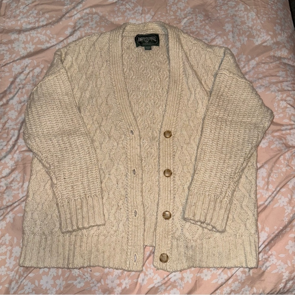 Vintage American Eagle Outfitters Beige Cable Knit Sweater
